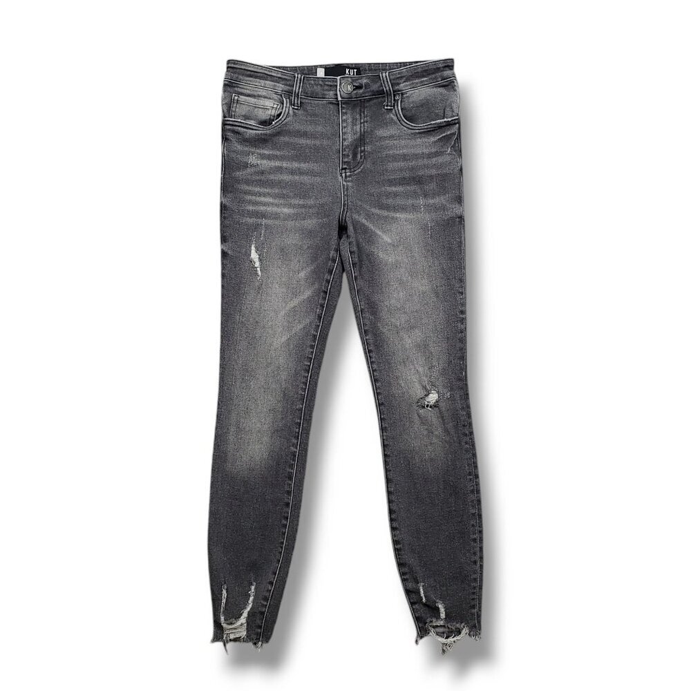 Kut from the Kloth Connie Jeans Womens 4 Gray‎ High Rise Ankle Skinny Distressed